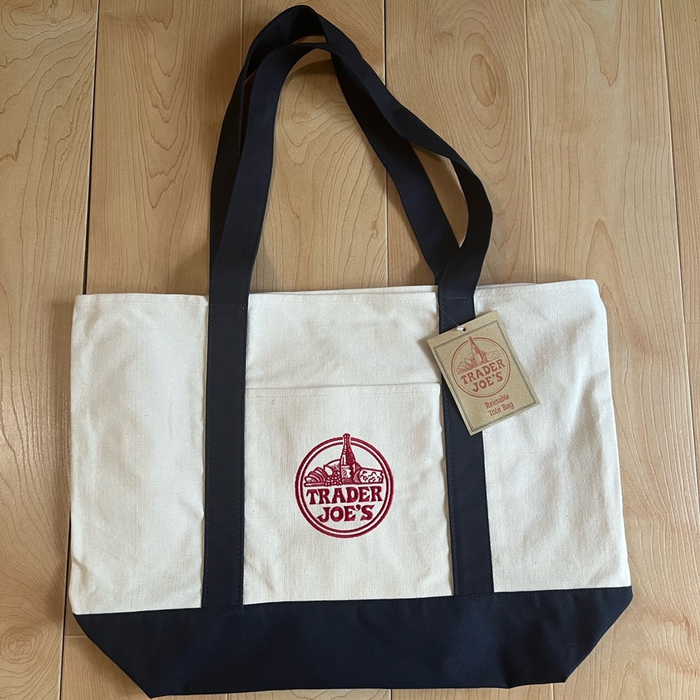 Trader Joe’s Navy Blue Canvas Grocery Tote Bag - Full Size